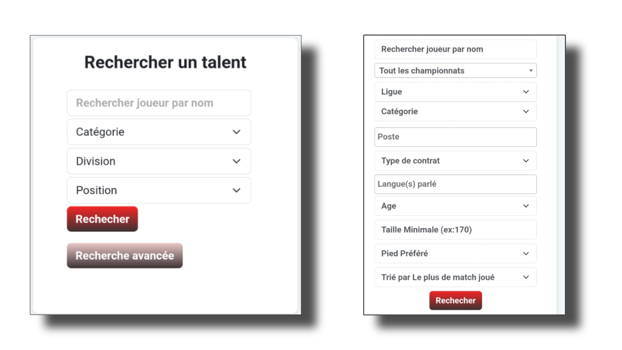 u21 filtres de recherche