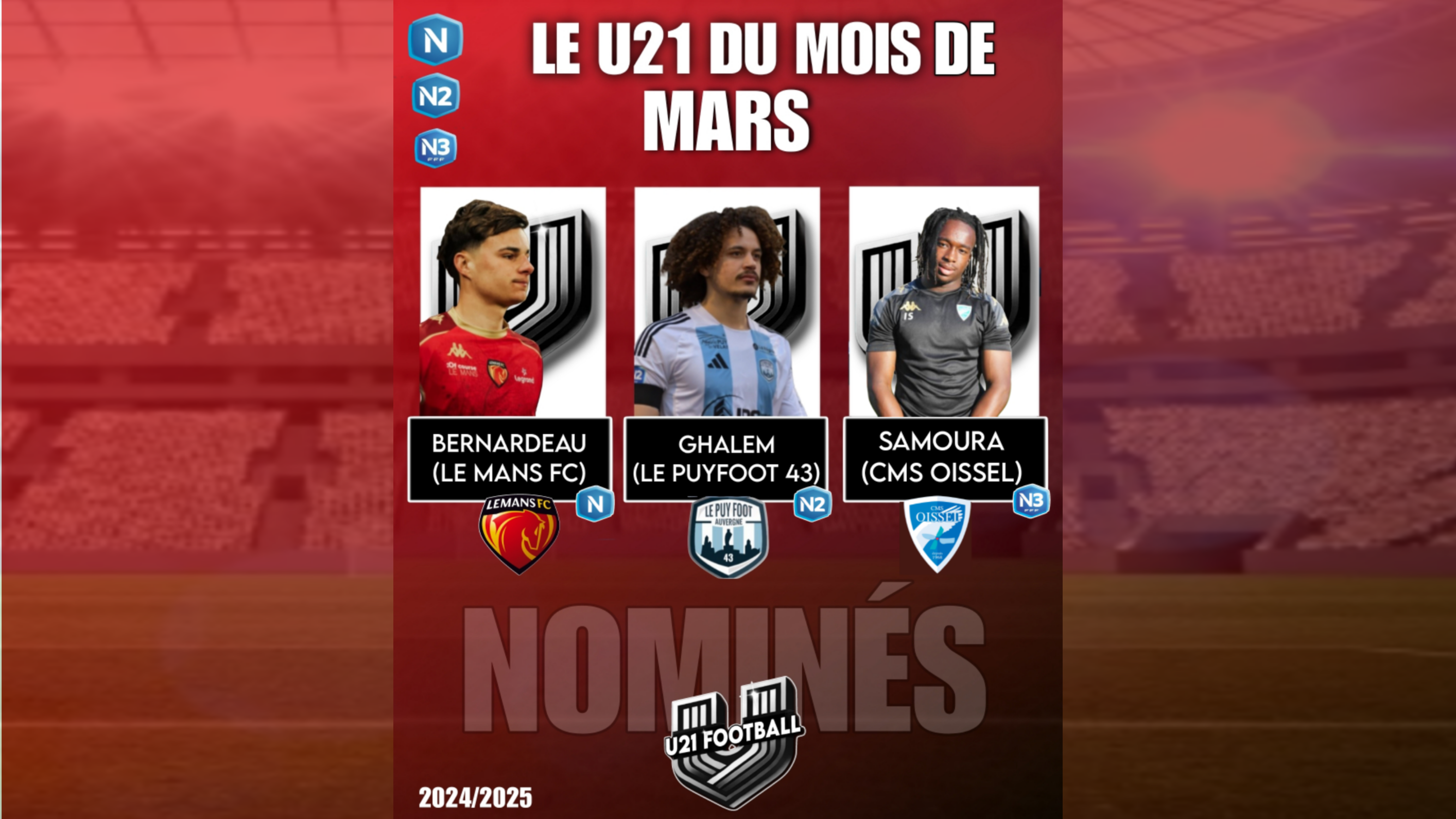 VOTEZ ! LES 3 NOMINÉS POUR LE MEILLEUR U21 DU MOIS